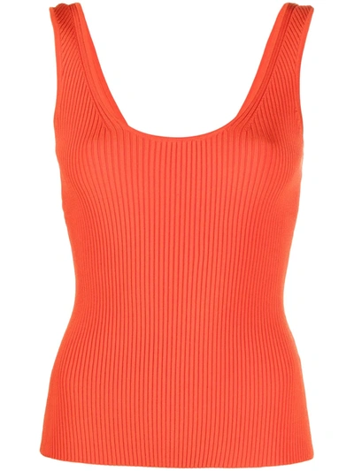 Shop Zimmermann Ribbed-knit Sleeveless Vest Top In Red