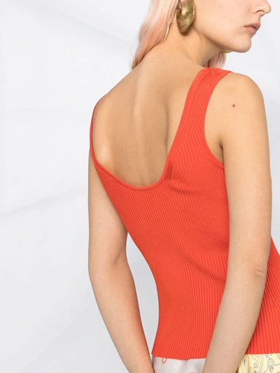 Shop Zimmermann Ribbed-knit Sleeveless Vest Top In Red