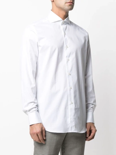 Xacus Spread-collar Cotton Shirt In White