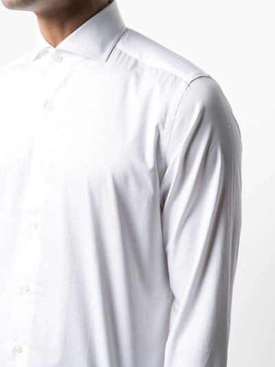 Shop Xacus Spread-collar Cotton Shirt In White