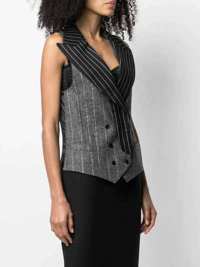 Shop Dolce & Gabbana Pinstriped Double-breasted Gilet In Black