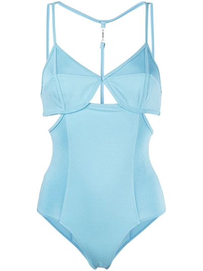 Remain Birger Christensen Cut-out Detailed Bodysuit In Blue