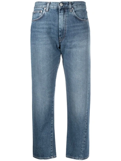 Shop Totême Original Twisted Seam Cropped Jeans In Blue