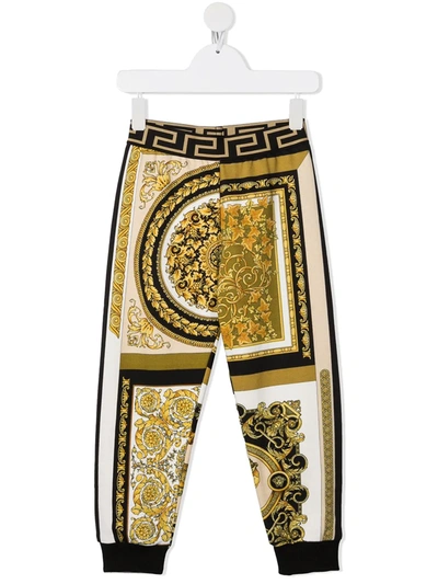 Shop Young Versace Barocco Track Pants In White