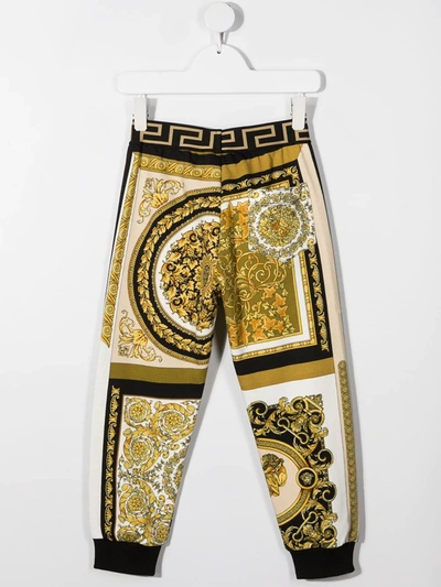 Shop Young Versace Barocco Track Pants In White