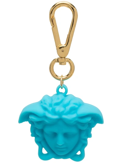 Shop Young Versace Medusa Pendant Keyring In Blue