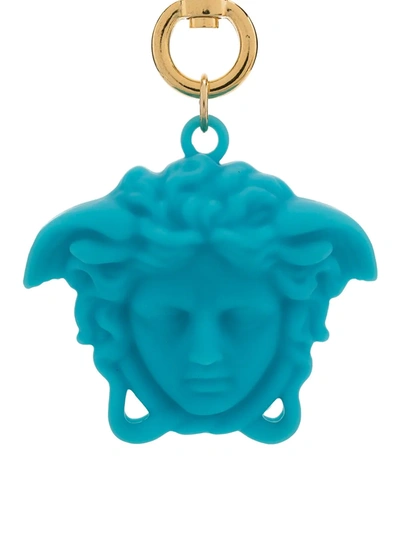Shop Young Versace Medusa Pendant Keyring In Blue