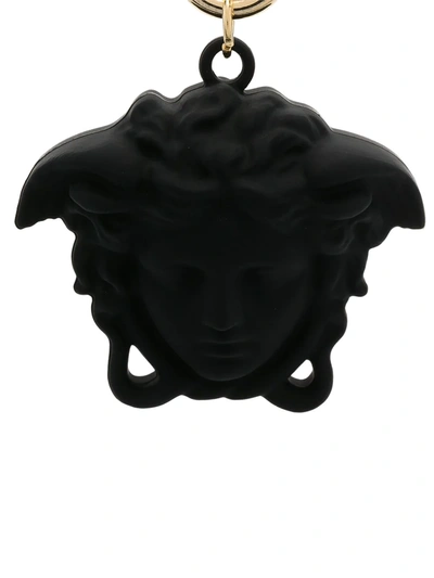 Shop Young Versace Medusa Pendant Keyring In Black