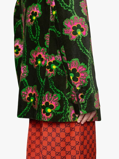 Shop Gucci X Ken Scott Floral Print Velvet Jacket In Black