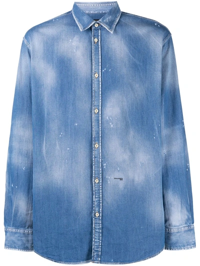 Shop Dsquared2 Distressed-effect Denim Shirt In Blue