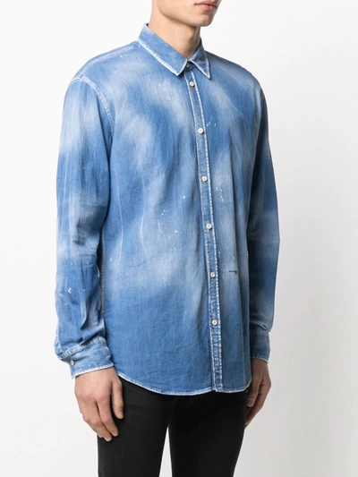 Shop Dsquared2 Distressed-effect Denim Shirt In Blue