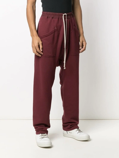 Rick Owens Drkshdw Drop-crotch Track Trousers In Red
