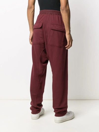 Rick Owens Drkshdw Drop-crotch Track Trousers In Red