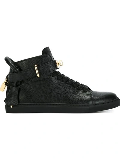 Buscemi 100mm High Top Pebbled Leather运动鞋 In Black