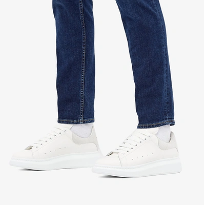 Shop Alexander Mcqueen Snakeskin Embossed Suede Heel Tab Sneaker In White