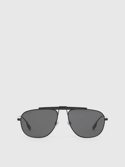 Shop Burberry Pilot Sunglasses In Matte Black