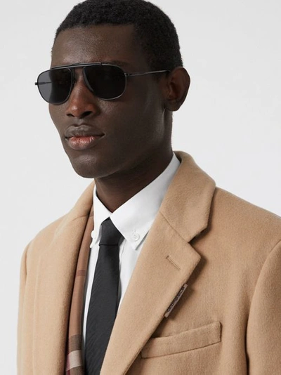 Shop Burberry Pilot Sunglasses In Matte Black
