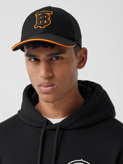 Shop Burberry Monogram Motif Cotton Baseball Cap In Black
