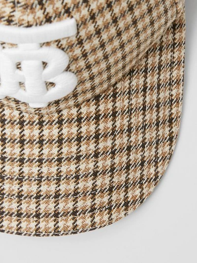 Shop Burberry Monogram Motif Houndstooth Check Baseball Cap In Fawn