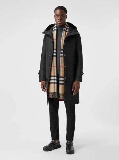 Shop Burberry Check Cashmere Reversible Scarf In Black