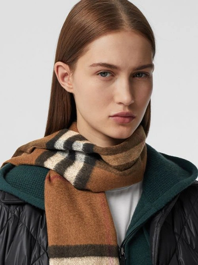 Burberry Men's Giant Check Cashmere Scarf In Birch Brown | ModeSens