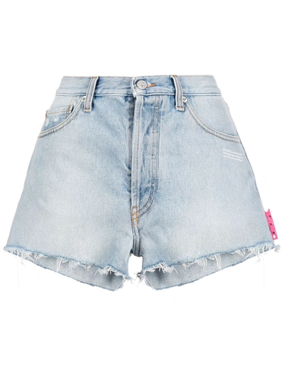 Shop Off-white Denim Cotton Shorts In Blue