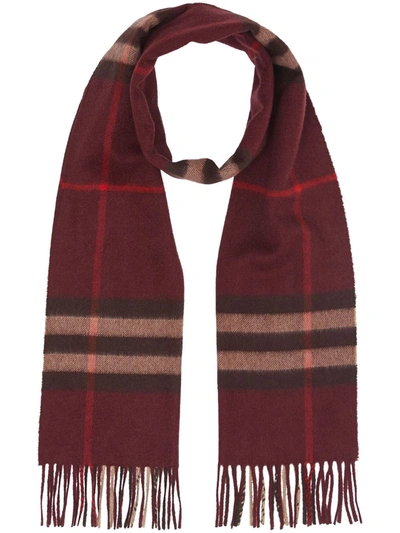 Shop Burberry Check Pattern Scarf In Red