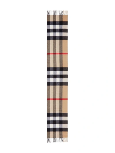 Shop Burberry Check Pattern Scarf In Beige