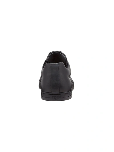 Shop Fendi Leather Sneakers In Black