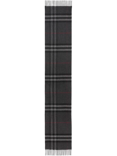 Shop Burberry Check Pattern Scarf In Grey
