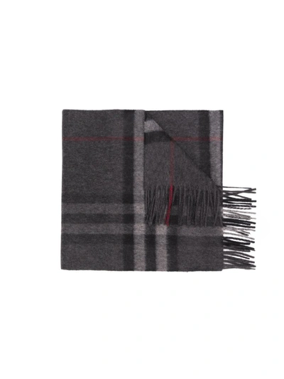 Shop Burberry Check Pattern Scarf In Grey