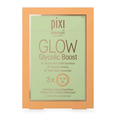 Pixi Glow Glycolic Boost Sheet Mask Pack Of Three