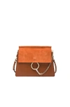 CHLOÉ CHLOE MEDIUM FAYE SUEDE & CALFSKIN SHOULDER BAG IN BROWN,3S1231 H2O