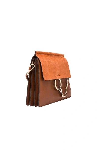 Shop Chloé Chloe Medium Faye Suede & Calfskin Shoulder Bag In Brown