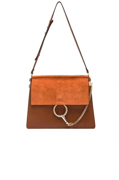 Shop Chloé Chloe Medium Faye Suede & Calfskin Shoulder Bag In Brown