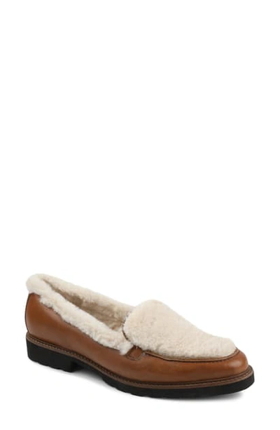 Shop Andre Assous Philipa Water Resistant Faux Fur Loafer In Tan Leather