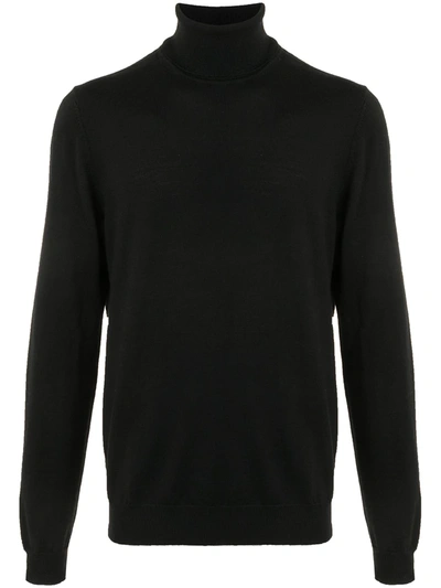 Shop Hugo Rib-trimmed Wool Jumper In Black