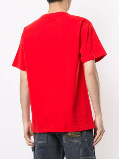 Shop A Bathing Ape College Camouflage Logo-print Cotton T-shirt In Red