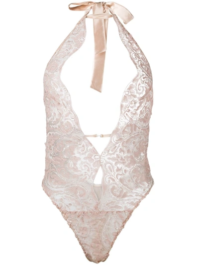 Shop Belle Et Bon Bon Ophelia Lace-patterned Bodysuit In Pink