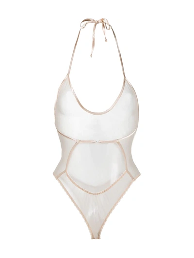 Shop Belle Et Bon Bon Ophelia Sheer Bodysuit In Neutrals