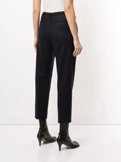 Shop Jil Sander Cropped Drawstring-fastening Trousers In Blue