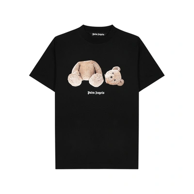 Shop Palm Angels Bear Printed Cotton T-shirt In Black