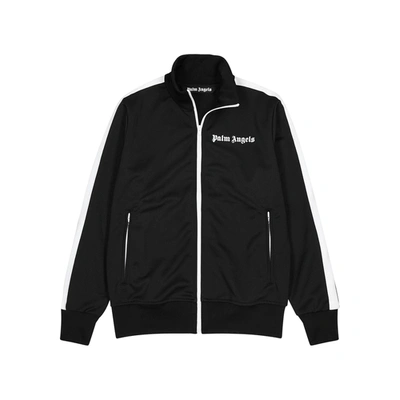 Shop Palm Angels Black Striped Jersey Track Jacket In Black And White