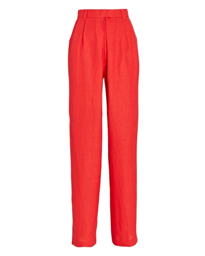Shop Mara Hoffman Eldora Pleated High-waist Pants In Red