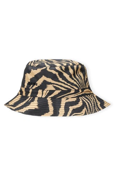 Shop Ganni Organic Cotton Bucket Hat In Tannin