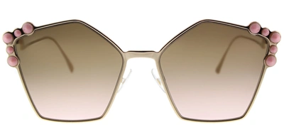 Shop Fendi Ff 0261 000 Rose Gold Fashion Metal Sunglasses In Brown