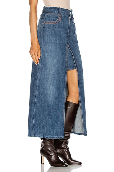 Shop Chloé Slit Maxi Skirt In Denim Blue