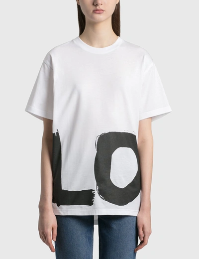 Shop Burberry Love Print Cotton Oversized T-shirt In White