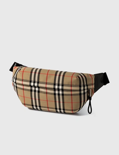 Burberry Medium Vintage Check Bonded Cotton Bum Bag In Beige