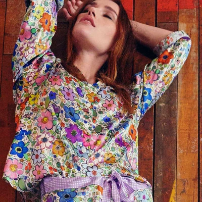 Shop Jessica Russell Flint Long Sleeve Pyjama Top - Paint By Flora